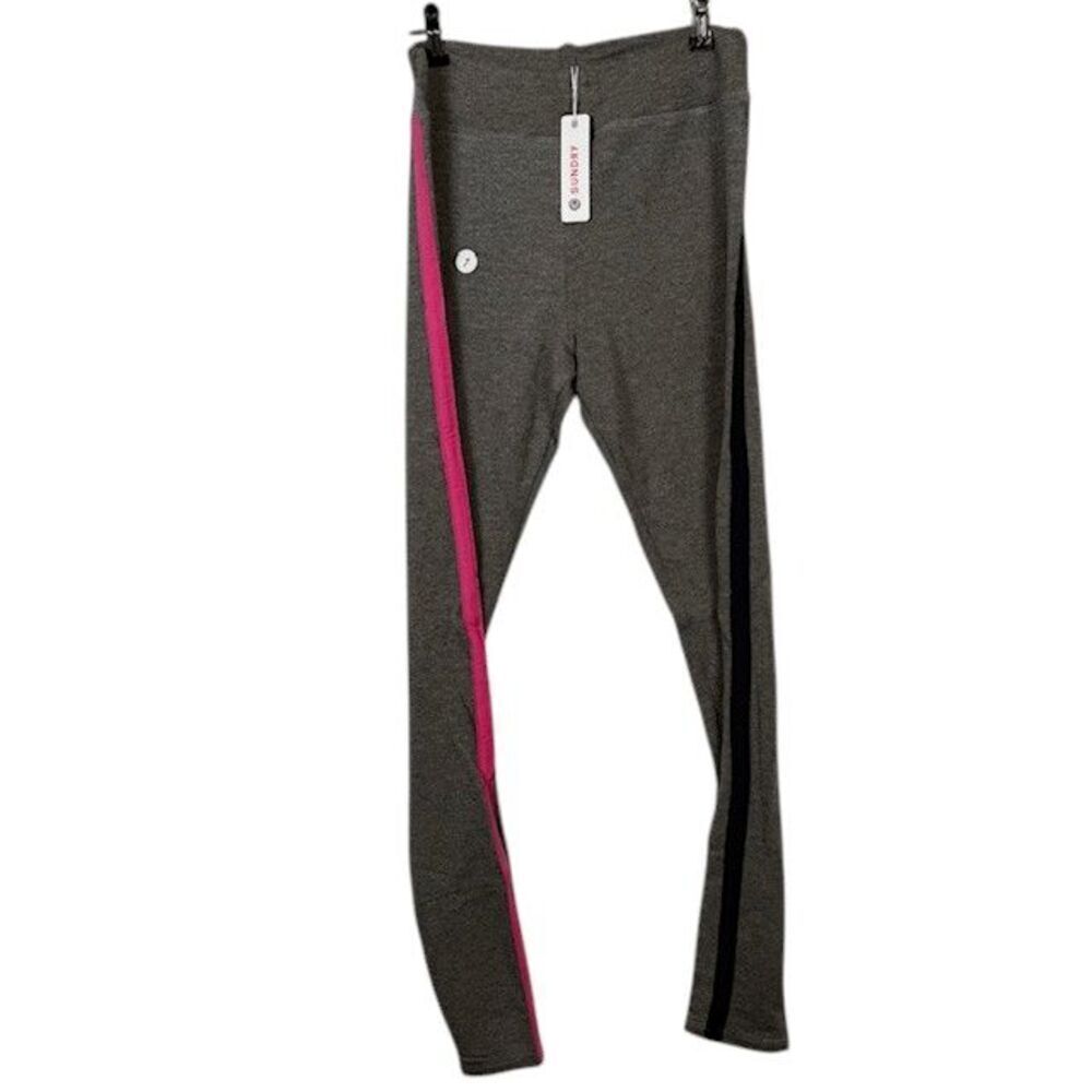NEW! Sundry Side‎ Contrast Yoga Pants Spacedye Pink Navy Leg Stripe Size XS (0)